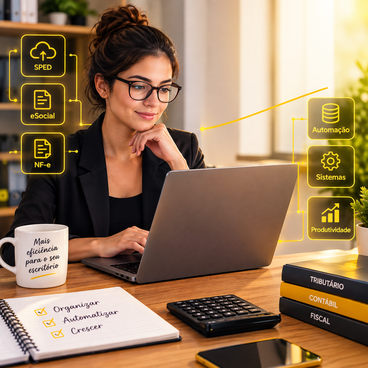Profissional utilizando computador em ambiente de trabalho