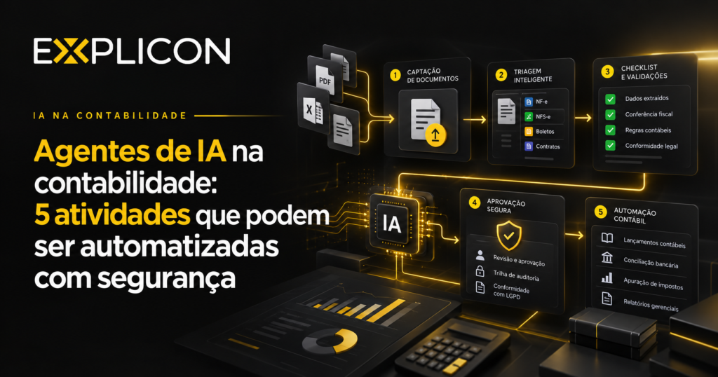 Agentes de IA na contabilidade: cinco atividades automatizáveis com segurança e revisão humana